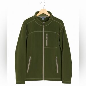 Gander Mountain Men's Army Green Size Large Fleece Jacket With 3 Zipper Pockets